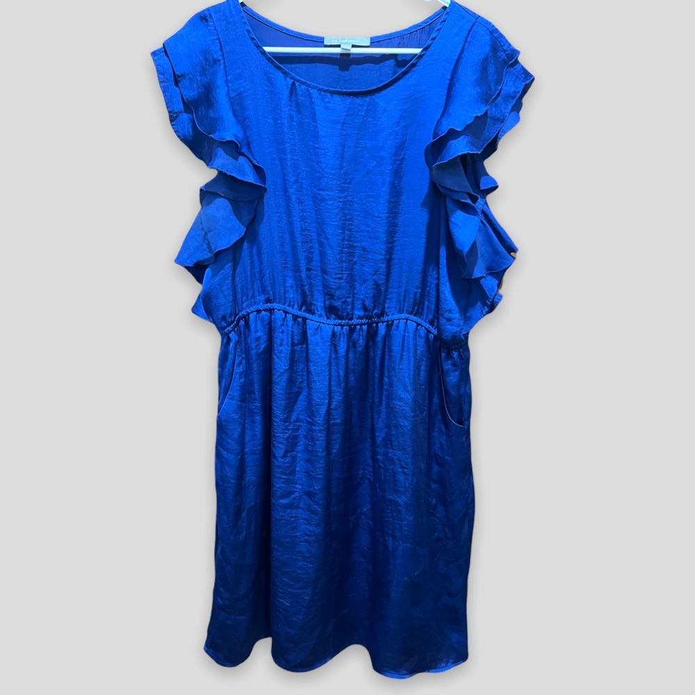 Cobalt Blue Flutter Sleeve Dress